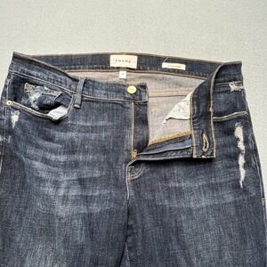 FRAME Le Garcon Crop Jeans Covant Dark Indigo Distressed LGJC6540 Womens 32